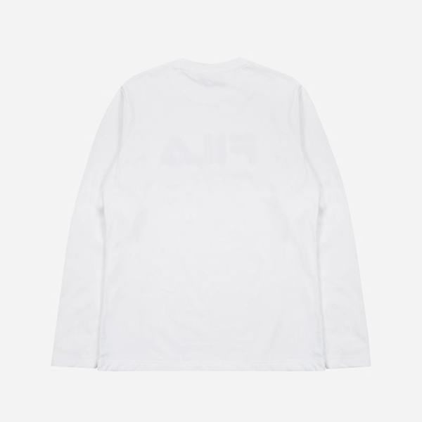 Fila Linear Logo L/S Men's T-Shirts - White,NZ 403-39627